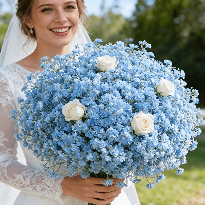 Florist Supply Bulk - 10Pcs Artificial Blue Gypsophila 300 Flowers