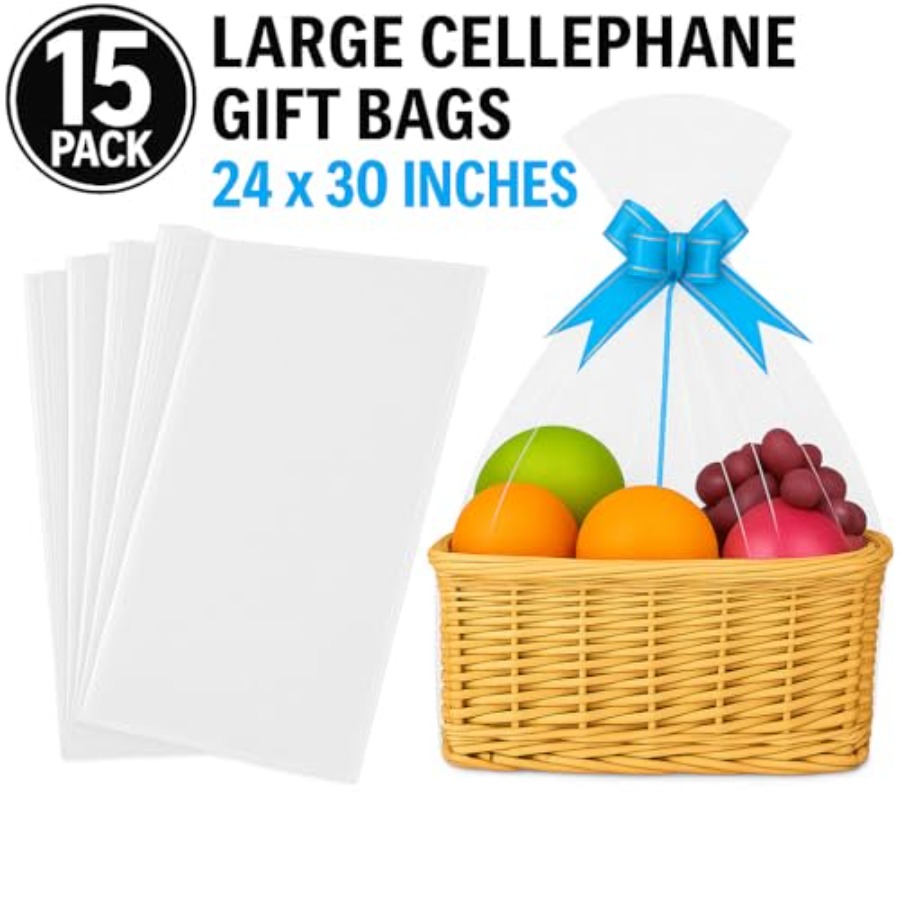 15 Pack Large Clear Cellophane - Cellophane Wrap Clear recension och pris