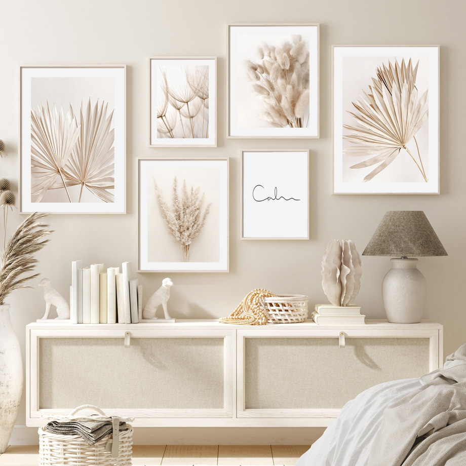 Neutral Beige Boho Wall Art Mu - Palm Leaf Dried recension och pris