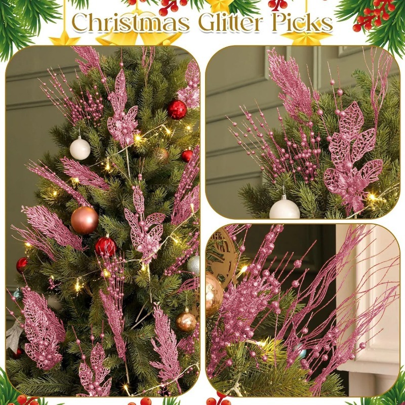 12Pcs Pink Christmas Tree Deco - Florist Supply Bulk recension och pris
