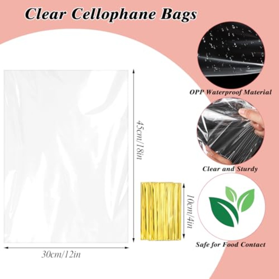 60PCS Cellophane Gift Bags 12x - Cellophane Wrap Clear recension och pris