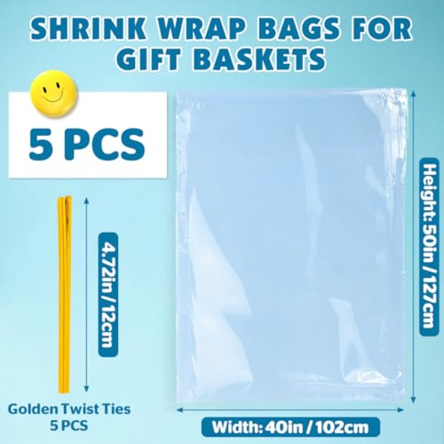 5 Pcs Extra Large Shrink Wrap  - Cellophane Wrap Clear recension och pris