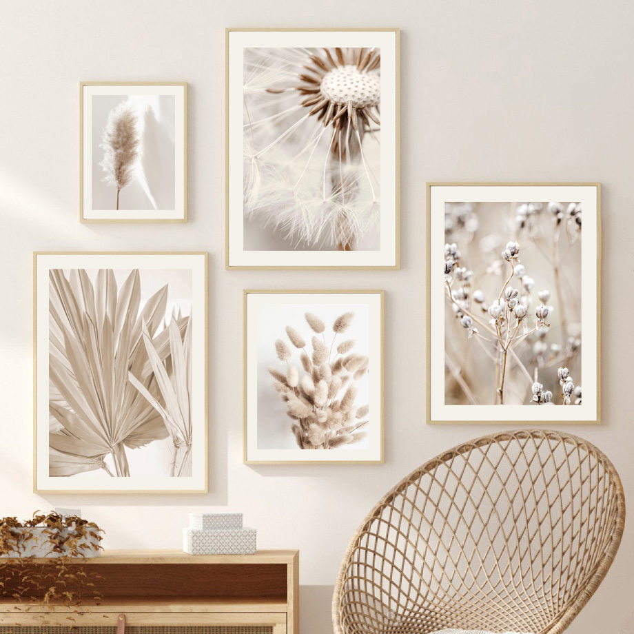 Neutral Beige Boho Wall Art Ca - Palm Leaf Dried recension och pris