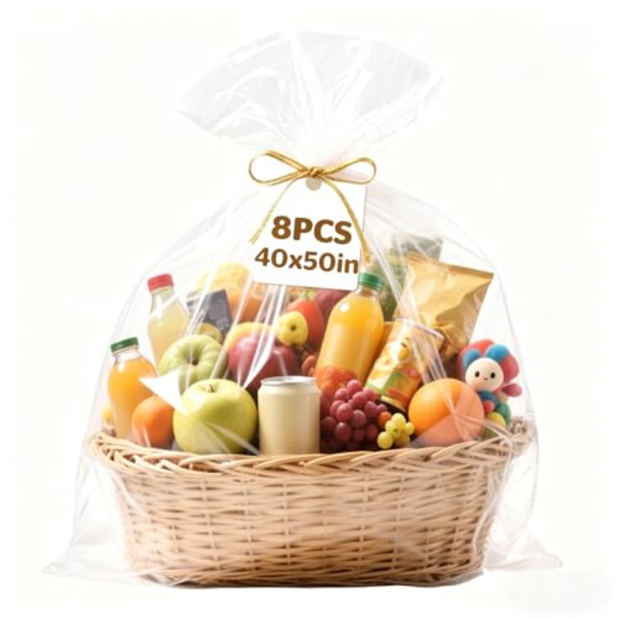8 Pcs Large Cellophane Bags, 4 - Cellophane Wrap Clear recension och pris