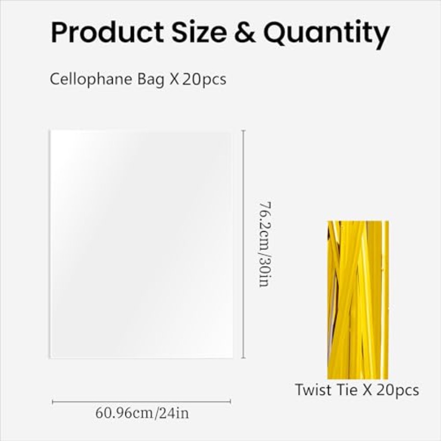 20 Pcs Clear Cellophane Bags,  - Cellophane Wrap Clear recension och pris