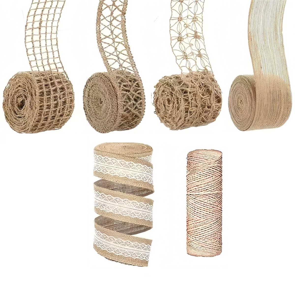 5 Rolls 13ft Burlap Ribbon Wir - Twine Jute Natural recension och pris