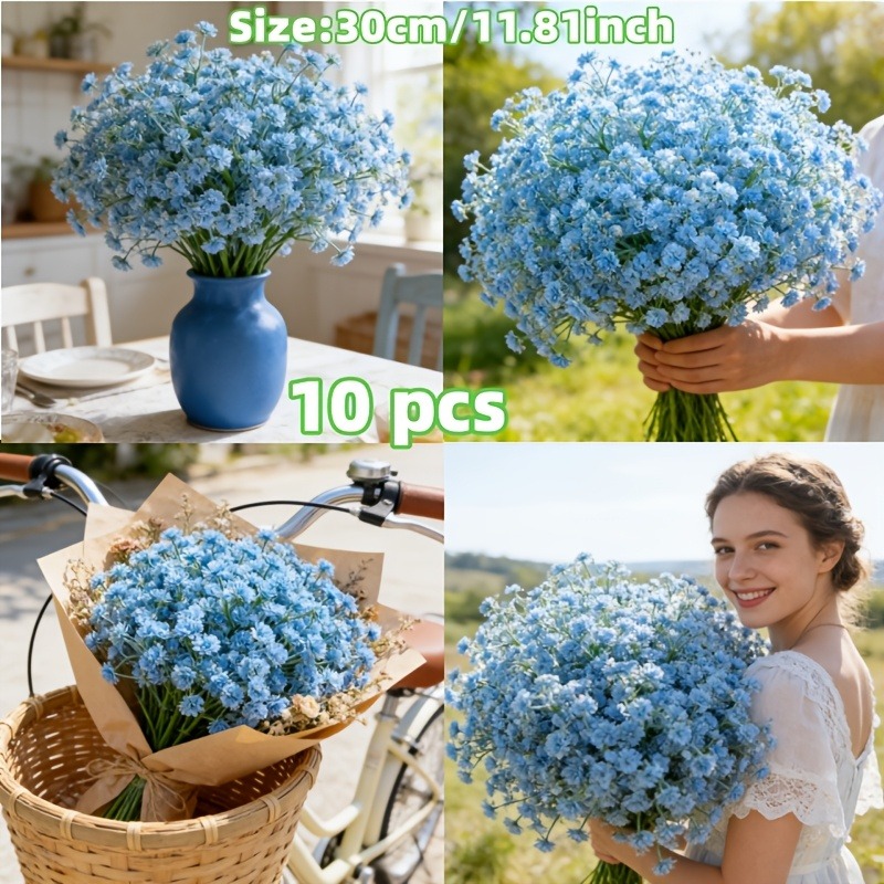 10Pcs Artificial Blue Gypsophi - Florist Supply Bulk recension och pris