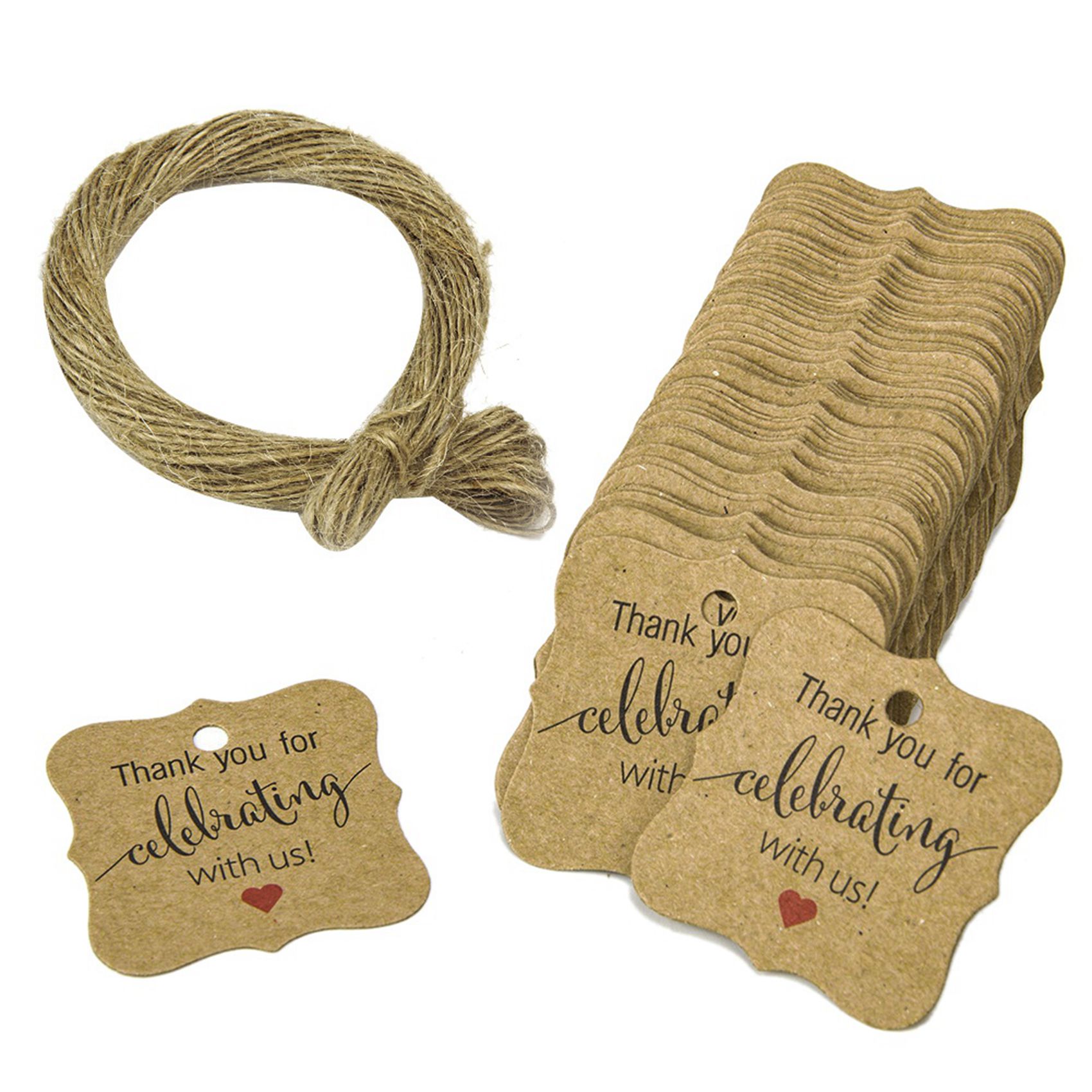 AB33-500 Pcs Thank You For Cel - Twine Jute Natural recension och pris