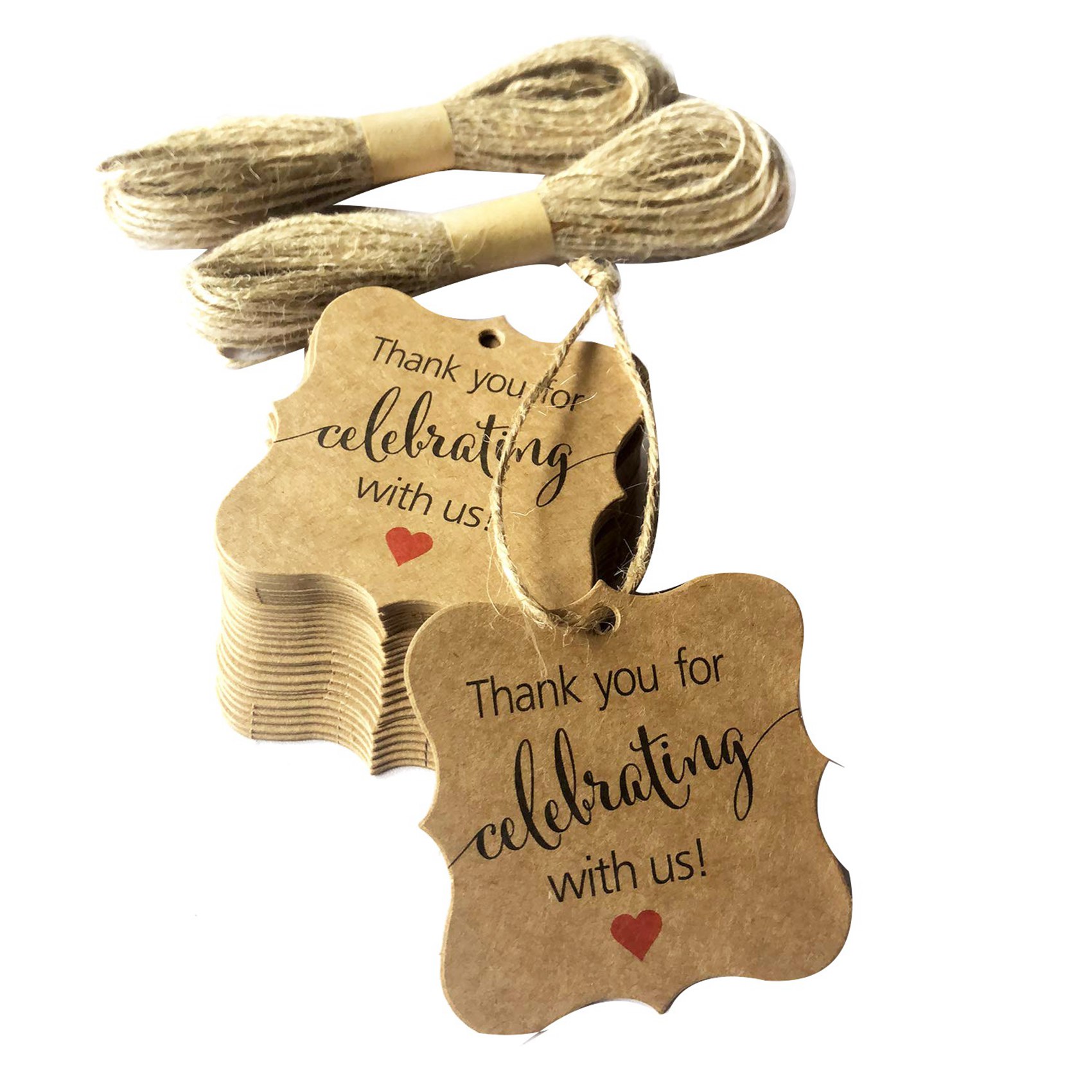 AB33-500 Pcs Thank You For Cel - Twine Jute Natural recension och pris